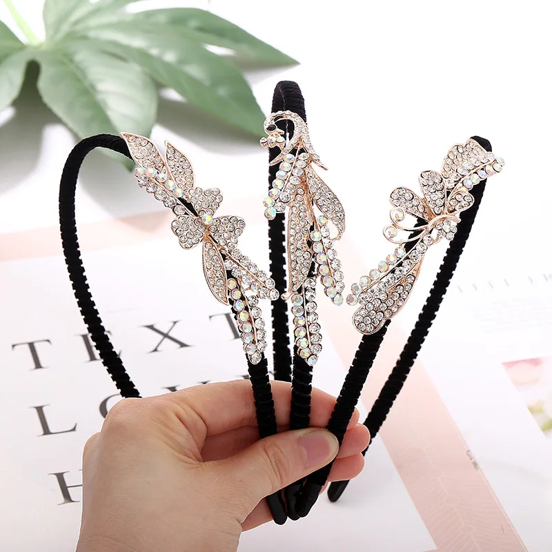 Винтажные стразы бант украшение лента для волос женщин заколки 2020 повязка полосы