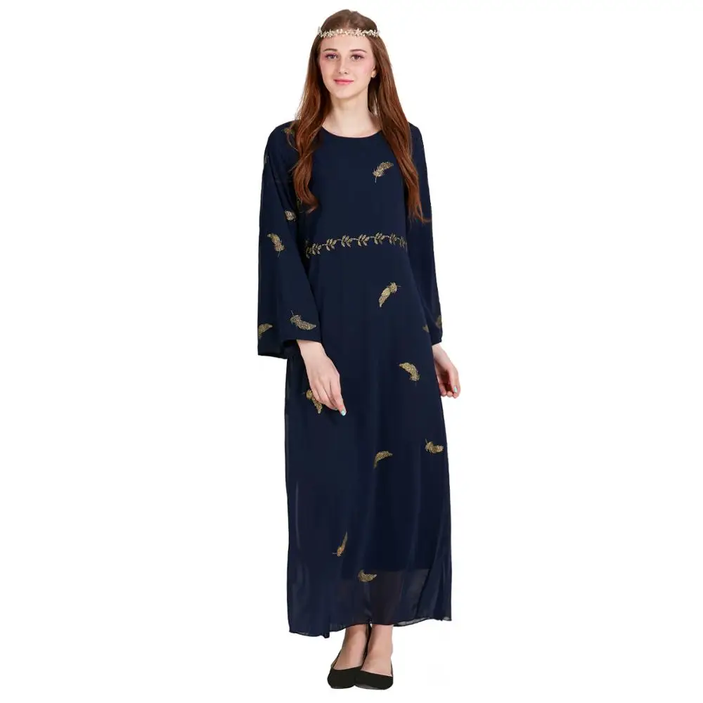 2019 Elegant Beautiful Muslim Turkey Islamic Women Maxi Skirt Bangladesh Dubai Abaya Feather Hot Stamping Chiffon Robes | Тематическая