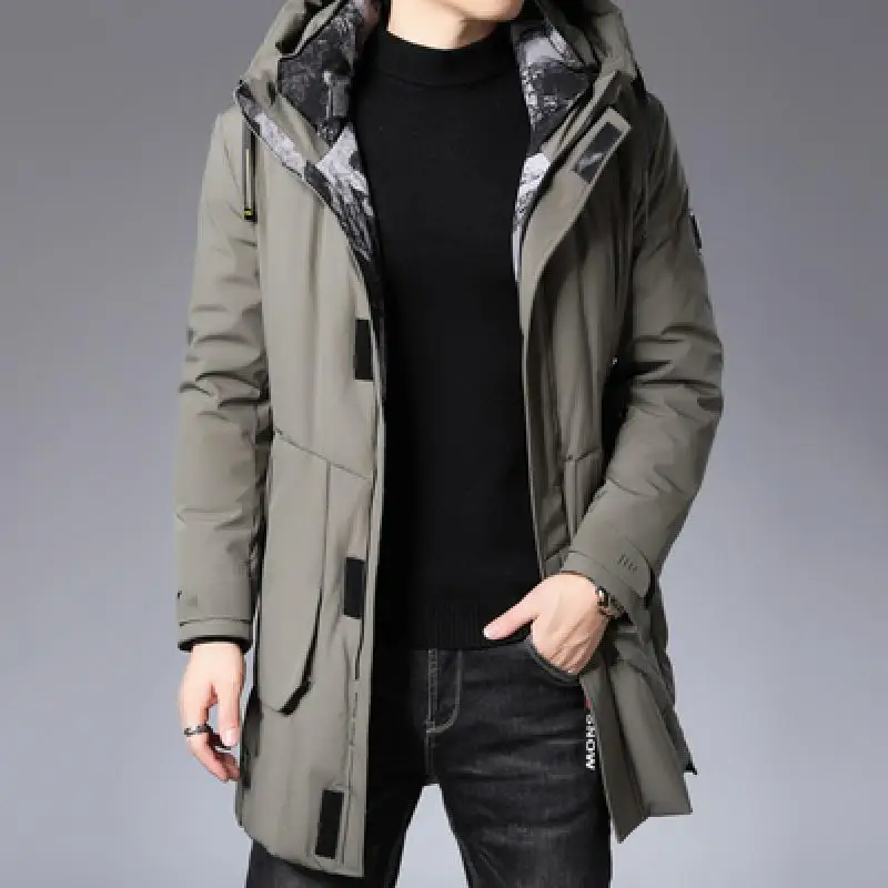 Winter Down Jacket Men Long Overcoat With Hood Thick Coat Men Warm Jacket Fashion Clothing 2021 Harajuku Jacket Japen Style