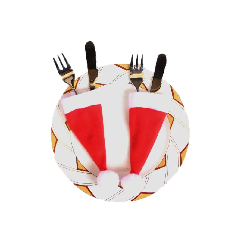 Рождественские шапки держатель столовых приборов нож и вилка карманная сумка с
