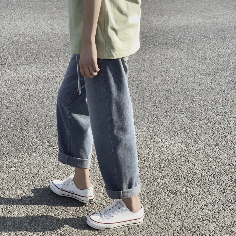 Джинсы мужские прямые с вареным эффектом модные брюки из денима в стиле ретро