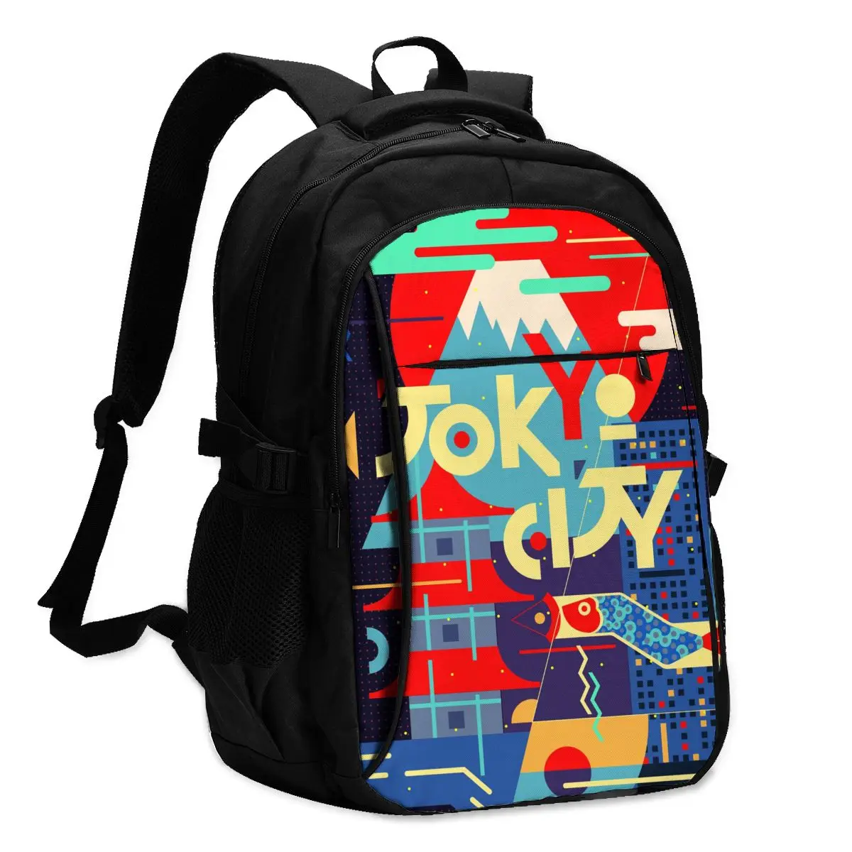 

2021 Прохладный печати ноутбук рюкзак Токио город плакат зарядка через USB путешествия Для женщин Мужской школьная сумка Mochila