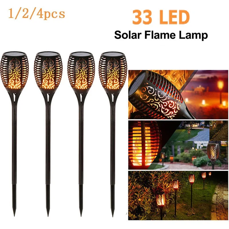 33 светодиодный Водонепроницаемый мерцающим пламенем Солнечный фонарь
