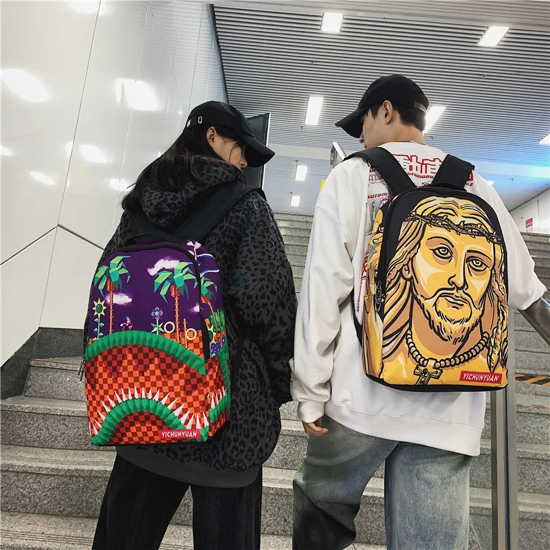 

2021 New Backpack Women&Men Unisex Cartoon Print Travel Backpack School Bags For Men Mochilas Harajuku Book Backpack Men's Bags