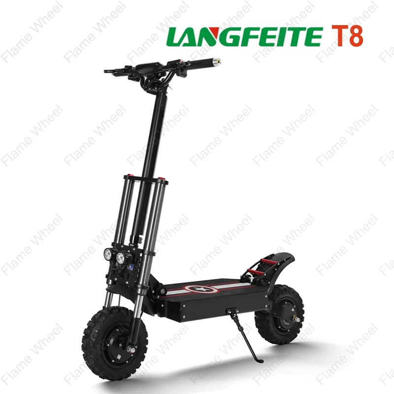 Günstig LANGFEITE T8 1200Wx2 Dual Motor 26Ah 11inch Klapp Elektrische Roller Top Geschwindigkeit 70 Km/h Max. Last 150kg Off Raod E-Roller