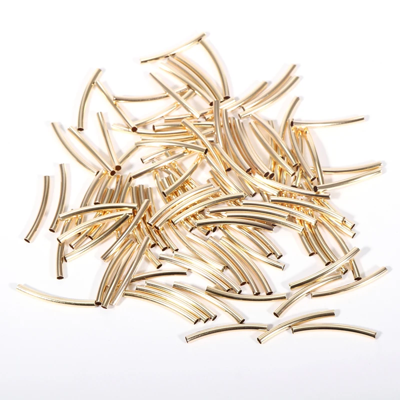 Изогнутые медные бусины длиной 30 мм коннекторы золотого и серебряного цвета