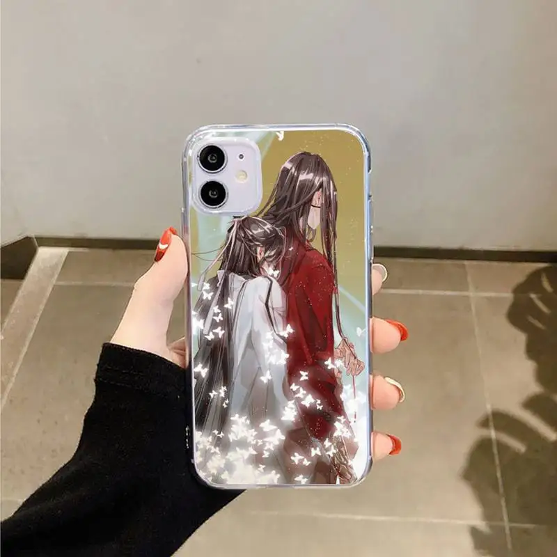 

Chinese style Tian Guan Ci Fu Phone Case Transparent for iPhone 6 7 8 11 12 s mini pro X XS XR MAX Plus