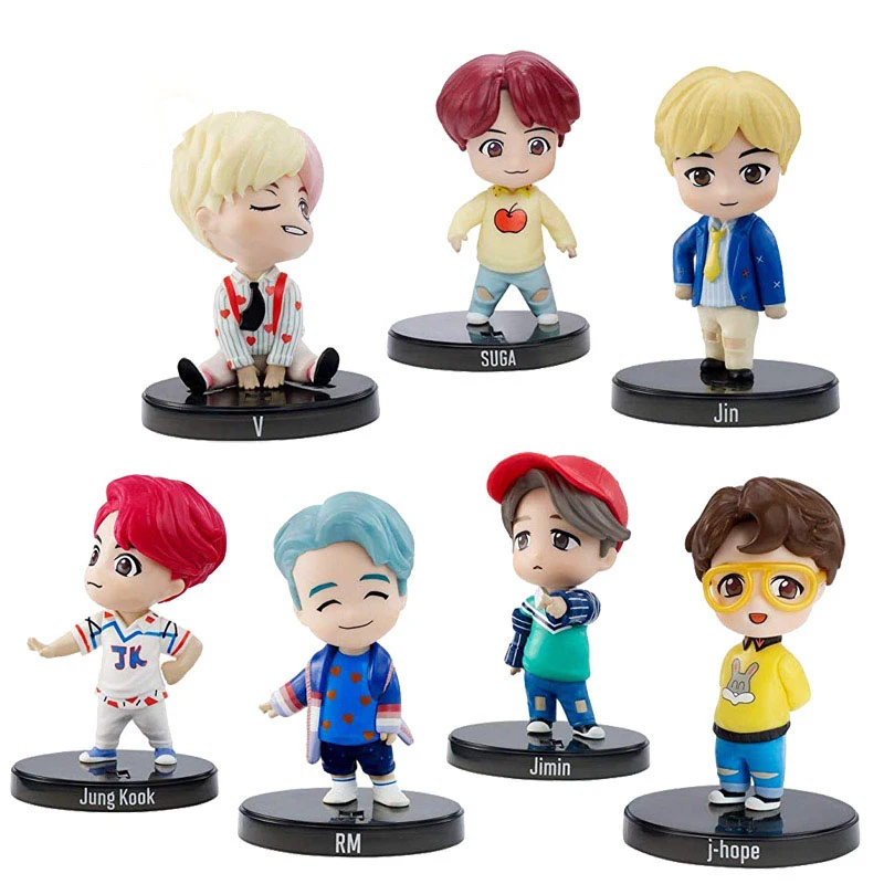 7 шт. Kpop дом Bangtan Boys Выдвижная мини-фигурка настольная подставка игрушка
