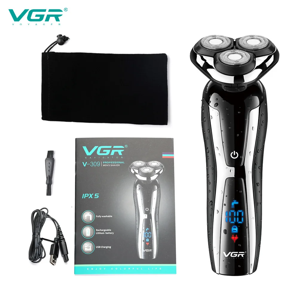 

VGR Wet Dry Use Electric Shaver Beard Trimmer Rechargeable Electric Razor for Men Shaving Machine Facial Grooming Kit V-309