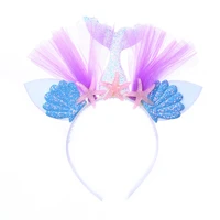 little mermaid party crown headband mermaid tail hat mermaid theme birthday party decoration girls favor hair band accessories
