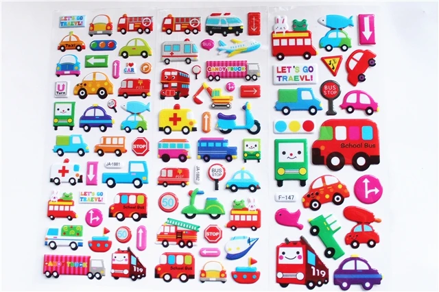 3/6 листов/набор детские 3D наклейки для автомобиля авиационного движения школьные