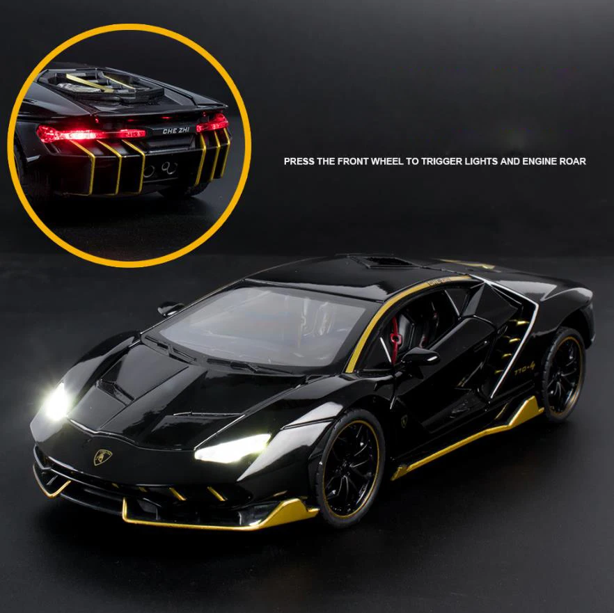 Hot scale 1:24 wheels diecast car germany bull logo metal model with light sound Lambor lp770-4 Centenario pull back vehicle toy | Игрушки и