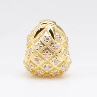 amaia authentic s925 sterling silver shine 18k gold plated pineapple charm fit original bracelets women jewelry gift