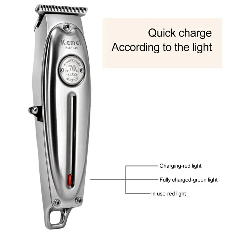 Kemei 1949 Professional Hair Clipper All Metal Men Electric Cordless Trimmer 0mm Baldheaded T Blade Finish Haircut Machine | Красота и