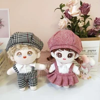 20cm baby doll plush dolls clothes plaid shirt one piece garment dolls accessories for korea kpop exo idol dolls gift