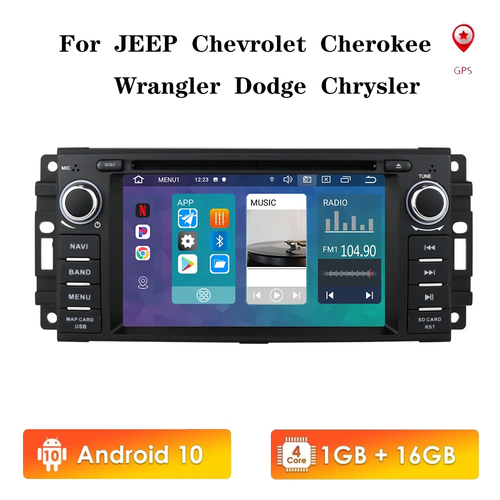 Квадро-ядерная 1Din Android 10 автомагнитола для Jeep CHEVROLET EPICA /JEEP COMPASS/CHRYSLER SEBRING ASPEN 300C CIRRUS 1G RAM 16G ROM on.