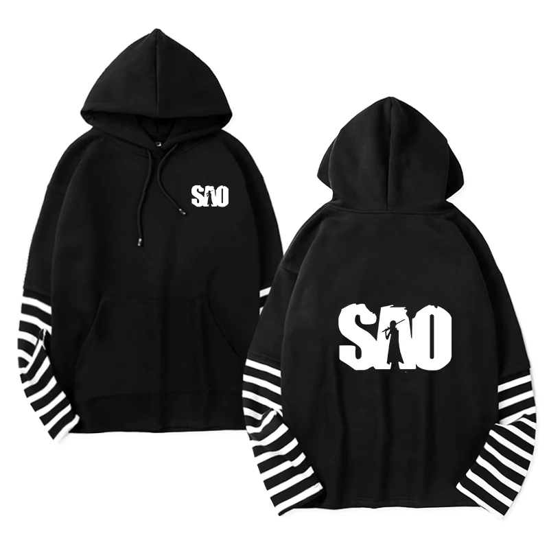 

Sword Art Online Winter fleece Hoodie thick Patchwork Pullover SAO anime cosplay costume Hoody Sweatshirt streetwear tops