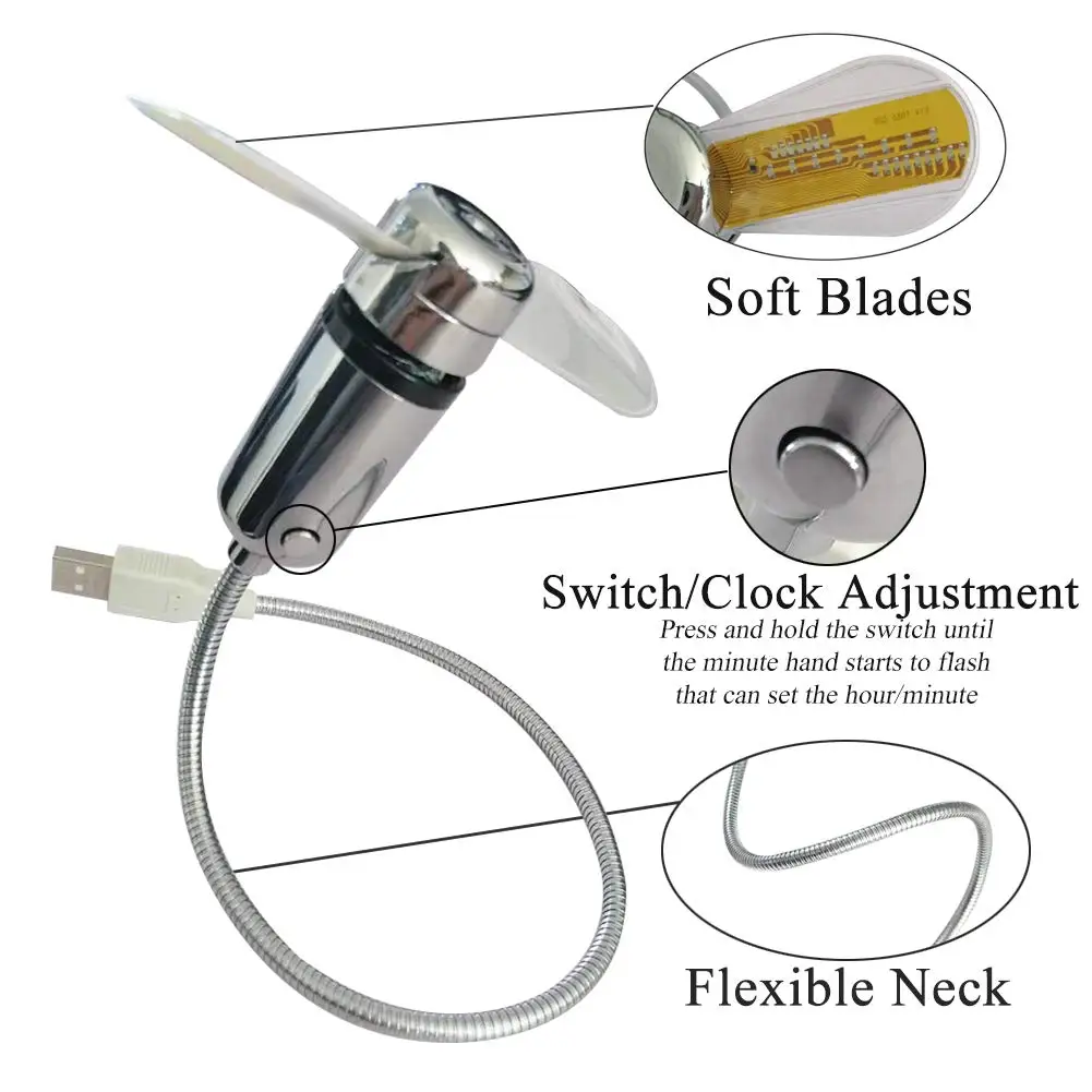 Мини вентилятор охлаждения компьютер Usb Led Гибкая гусиная шея температура Радуга