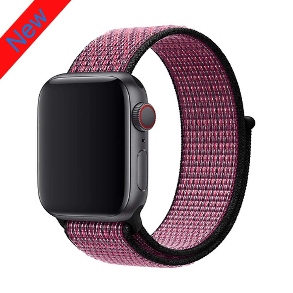 Pink Blast Нейлоновый ремешок для Apple Watch band 42 мм 38 мм iWatch 4 band 44 мм 40 мм Браслет спортивная петля ремешок для часов correa ремень дышащий - Цвет ремешка: Pink Blast