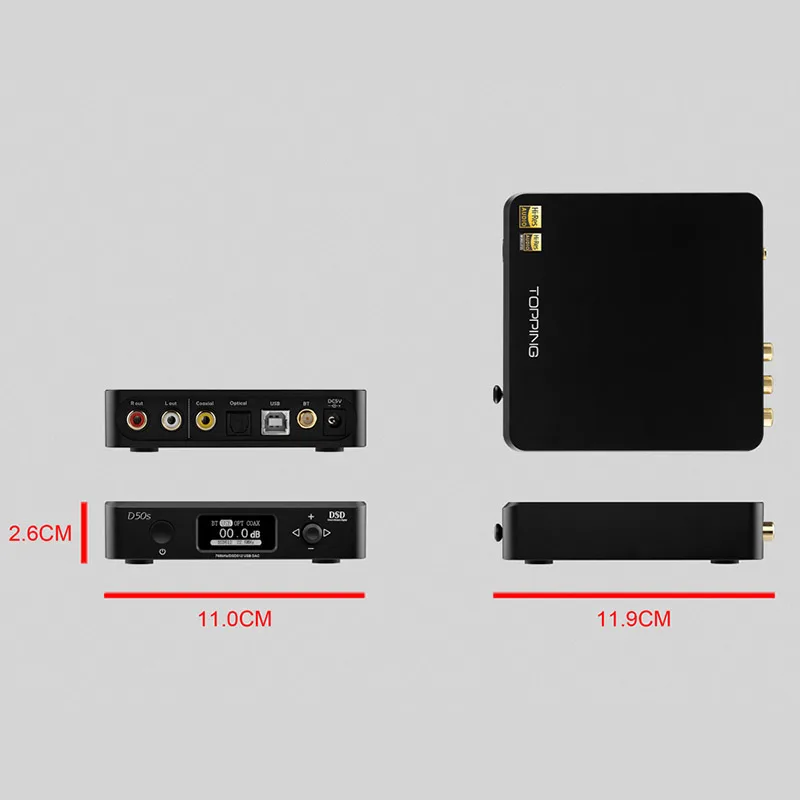 Аудиоплеер TOPPING D50s Hi Fi декодер ES9038Q2M * 2 DAC Bluetooth 5 0 LDAC D50 DSD512 32 бит/768 кГц с высоким