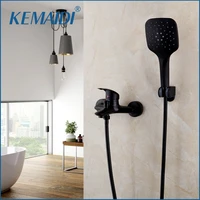 kemaidi black wall mount rainfall round shower head 2 functions 1 handle bathroom bathtub shower faucet set mixer taps