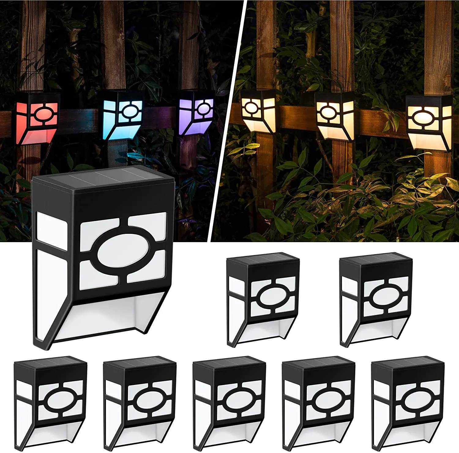 

8pcs LED Solar Light Outdoor Lamp Powered Sunlight Waterproof Fence Light Street Light for Garden Decoration Solar Wall Light