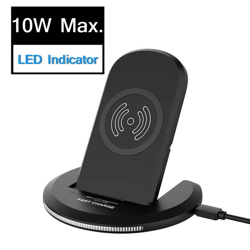 Black 10 Вт Qi Беспроводное зарядное устройство для iPhone X/XS Max 8 Plus Портативный usb зарядный коврик держатель телефона для samsung S8 S9 Беспроводное зарядное устройство - Тип штекера: Black