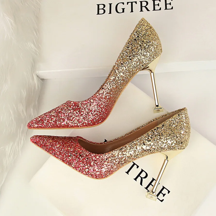 2020 женские туфли на высоком каблуке 9 см пикантные блестящие красные