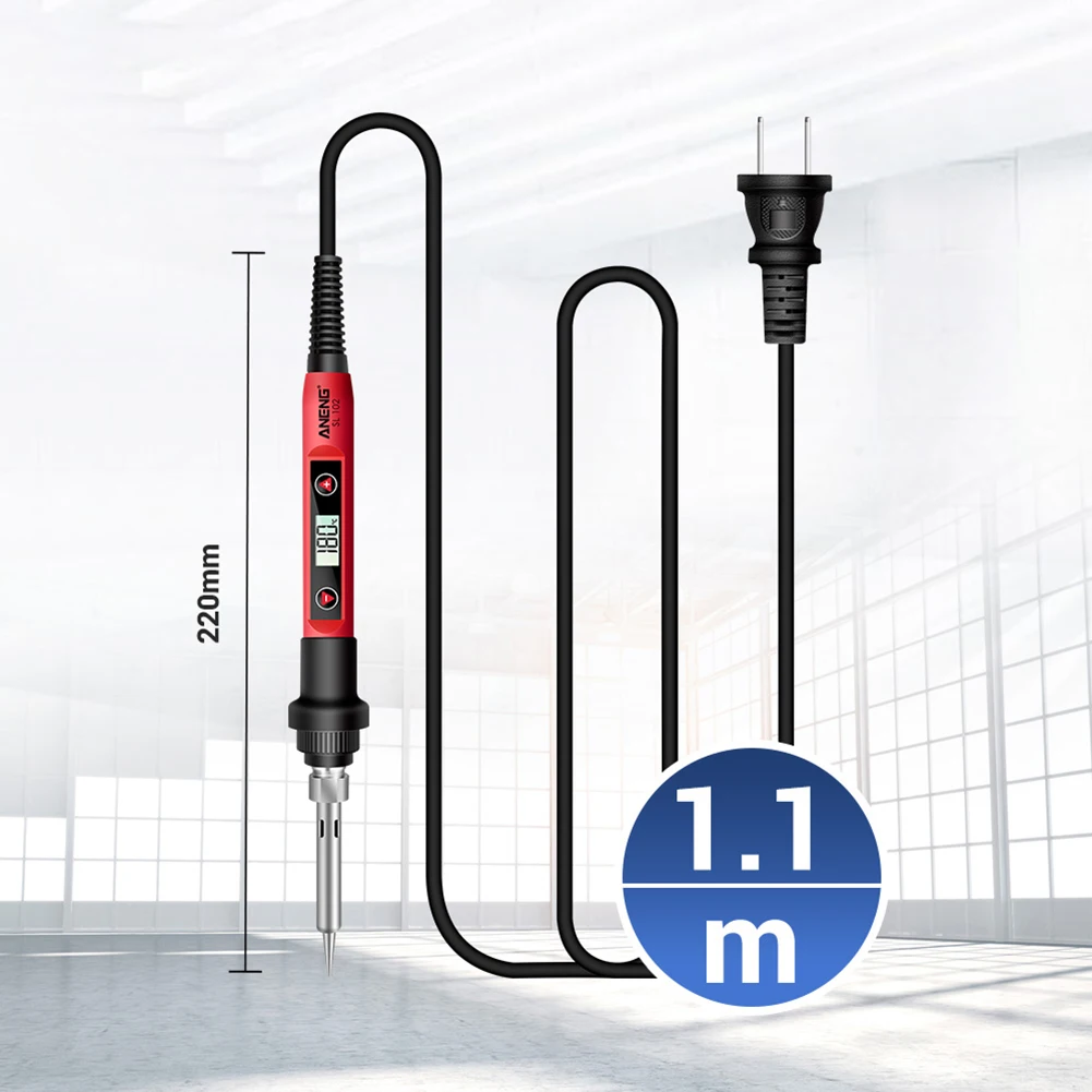 

ANENG 60W Digital Electric Soldering Iron Temperature Adjustable 220V 110V Welding Tool Ceramic Heater Soldering Tips