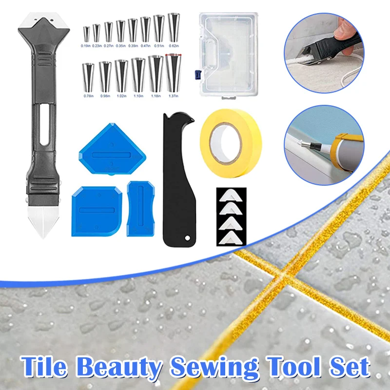 

6In1 Silicone Caulking Tools Kit 25Pcs Caulk Nozzle Applicator Gasket Removal Tool with Scraper/Nozzle for Kitchen J8