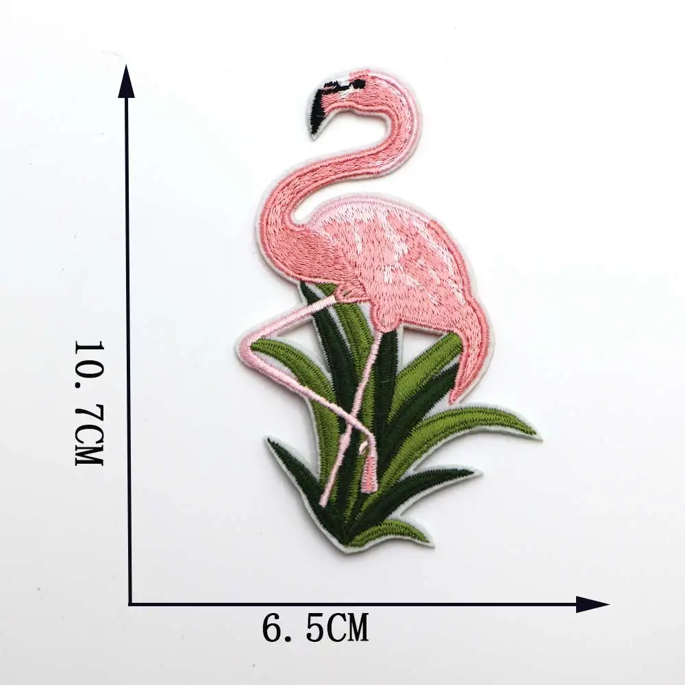 Изысканные вышитые патчи в виде фламинго для одежды железная нашивка на ткани