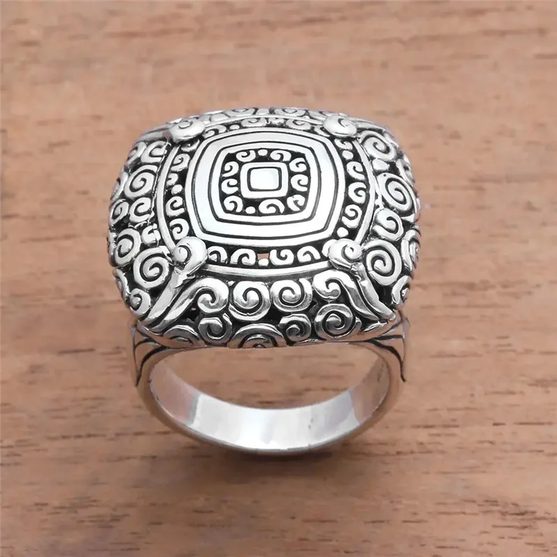 

Milangirl Classic Ladies Ring Retro Thai Silver Color Ethnic Palace Pattern Ring Temperament Girl Jewelry Factory Direct Sales