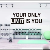 your only limit is you wall sticker gym office workout training fitness exercise crossfit inspirational quote wall decal vinyl
