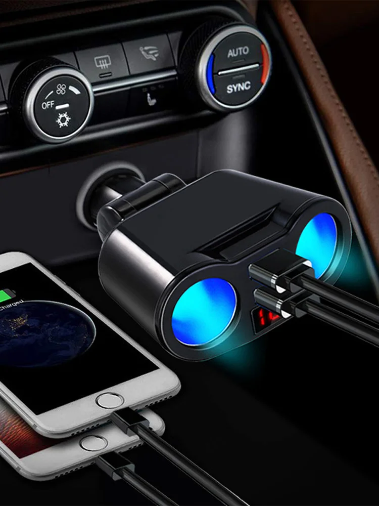 Автомобильный разветвитель с двумя USB-портами для прикуривателя 12 В мобильный