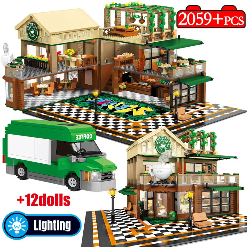 2059 шт. Детский конструктор кафе|Блочные конструкторы| |