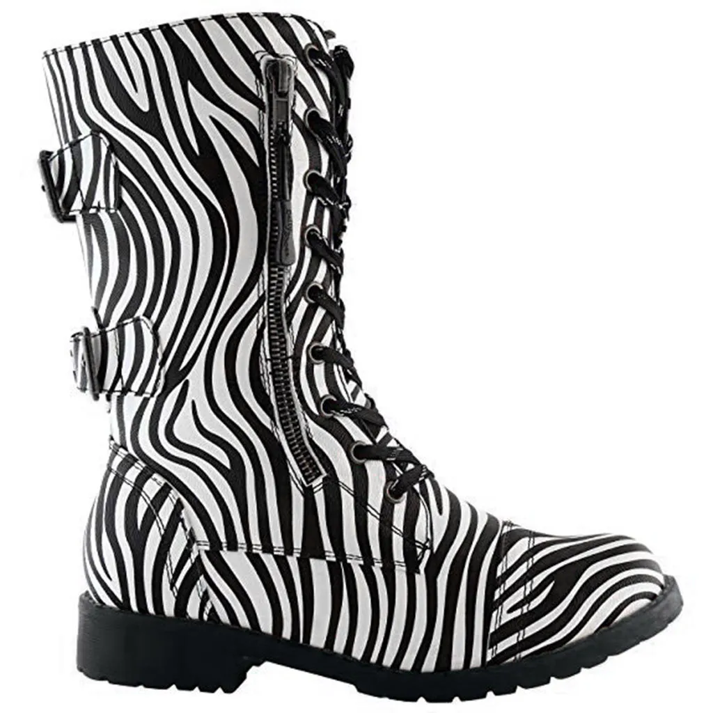 Новые стильные сапоги Martin на высоком каблуке с острым носком и принтом зебры