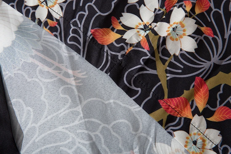 Мужская белая куртка с принтом журавлей в японском стиле рукавом до локтя