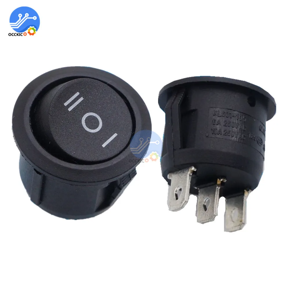 5 шт. мини круглый черный 3-контактный переключатель SPDT вкл./ВЫКЛ. Тумблер для