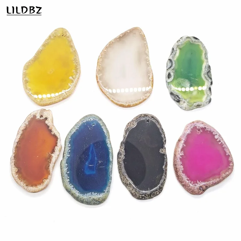 

Natural Stone Irregular Colorful Agate Piece Pendant 20-50mm Charm Jewelry Making DIY Necklace Sweater Chain Accessories
