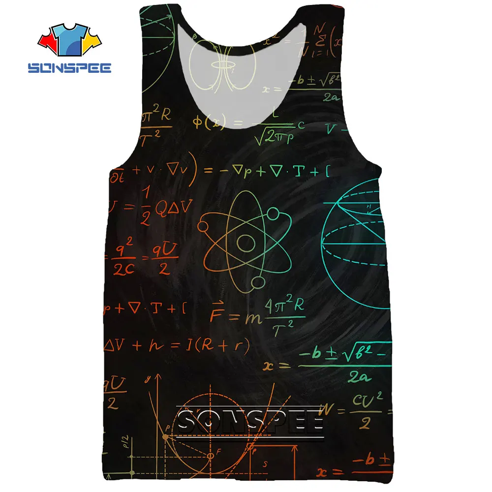 

SONSPEE Biological Chemistry Math Formula Study 3D Print Summer Men's Tank Tops Casual Bodybuilding Gym Muscle Sleeveless Vest