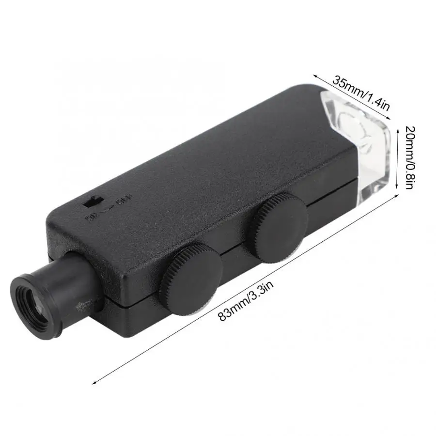 

60-100X Adjustable Portable Pocket LED Microscope Mini Magnifier Loupe Magnifying Glass for Observing Adjustable Magnifier