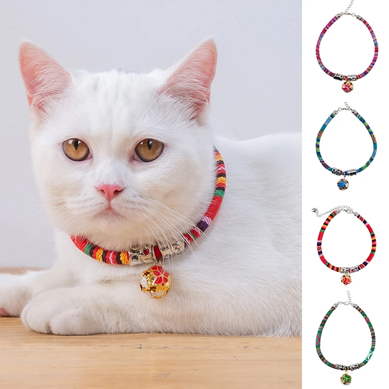 

Adjustable Pets Collar Cat Collars & Leads Cats Products for Pet Vintage Dog Collar Lead with Bell Buckle Accessories