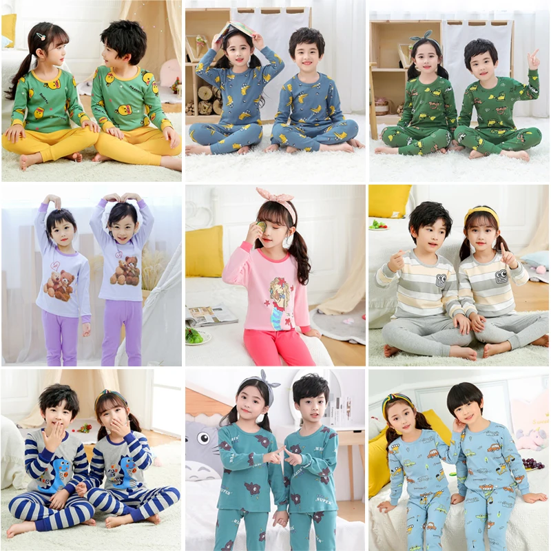 Girls' Autumn Pajamas Set children's pure cotton underwear baby home clothes children's autumn clothes and autumn pants 2-piece