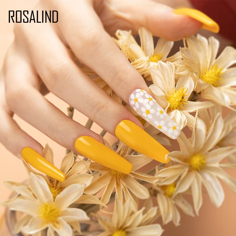 ROSALIND чистый цвет искусственная эмаль синяя Желтая серия маникюр яркий дизайн