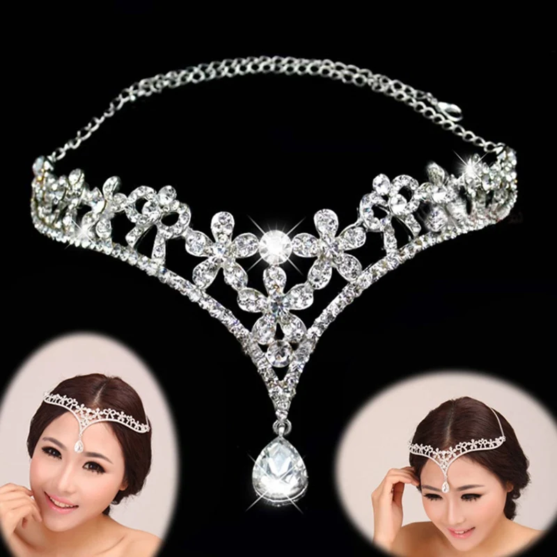 

Rhinestone Wedding Tiara Fashion Bridal Headdress Women Headbands Adult Trendy for Women