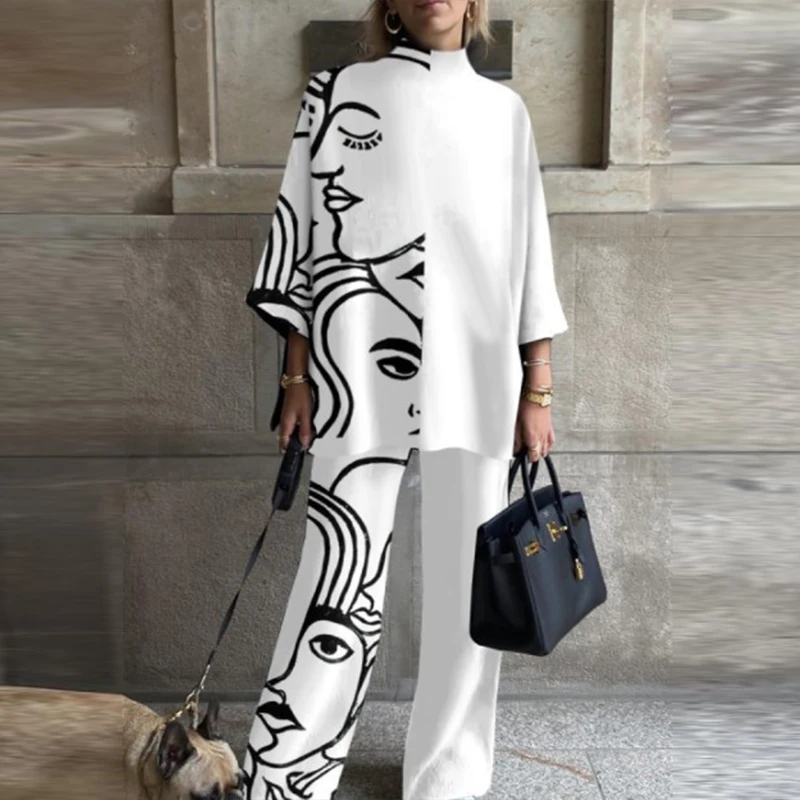 Костюм спортивный женский с длинным рукавом Модный Элегантный пуловер высоким