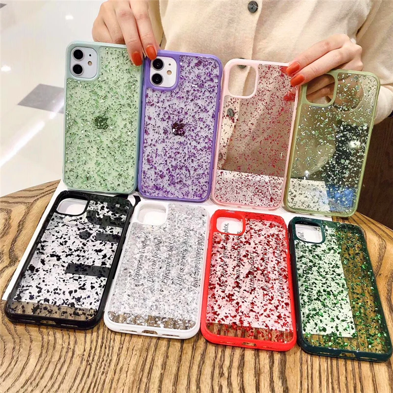 Luxury Glitter Candy Color Frame Phone Case For iphone 11 Pro XS Max X XR 8 7 Plus Soft Gold foil transparent Shockproof Cover |