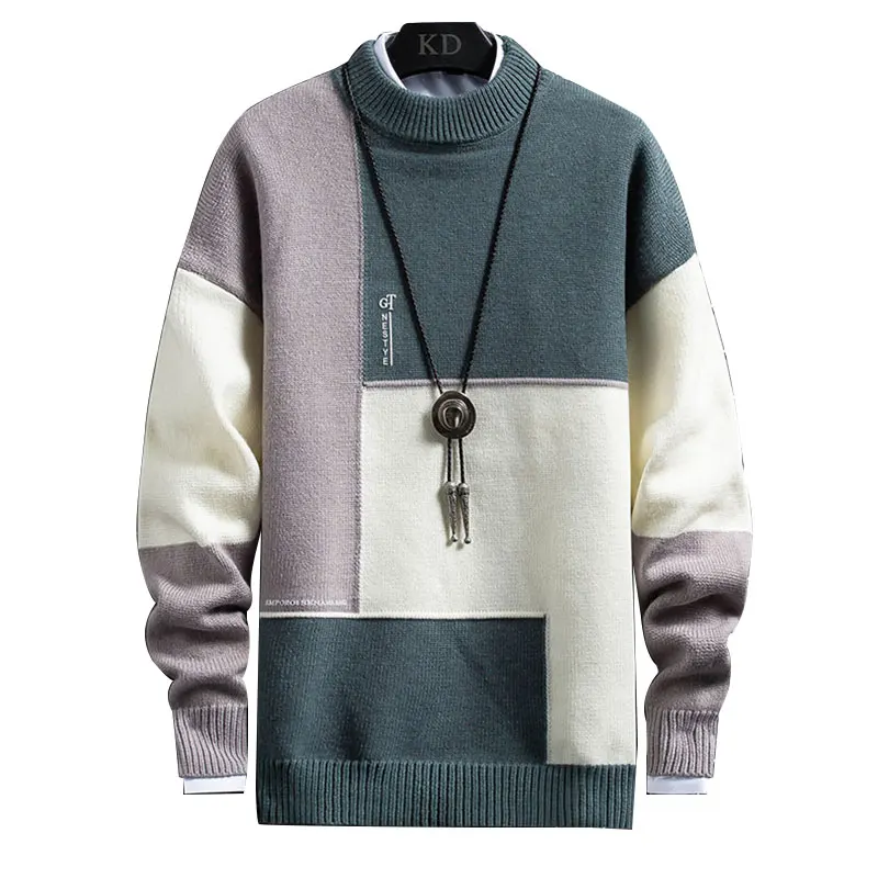 1 шт. новый зимний мужской свитер кашемировый теплый лоскутный приталенный с