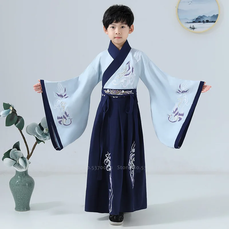 Традиционное китайское платье Hanfu для маленьких детей с древним краном винтажный