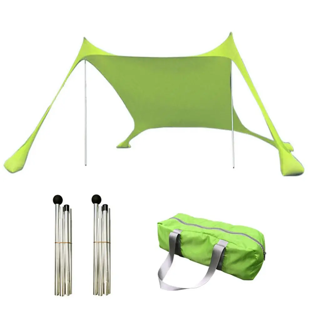 저렴한 3 색 비치 그늘 텐트 UV 보호 캠핑 야외 휴대용 비치 텐트 태양 차양 천막 비치 텐트 태양 그늘 세트
